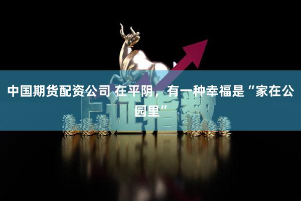 中国期货配资公司 在平阴，有一种幸福是“家在公园里”